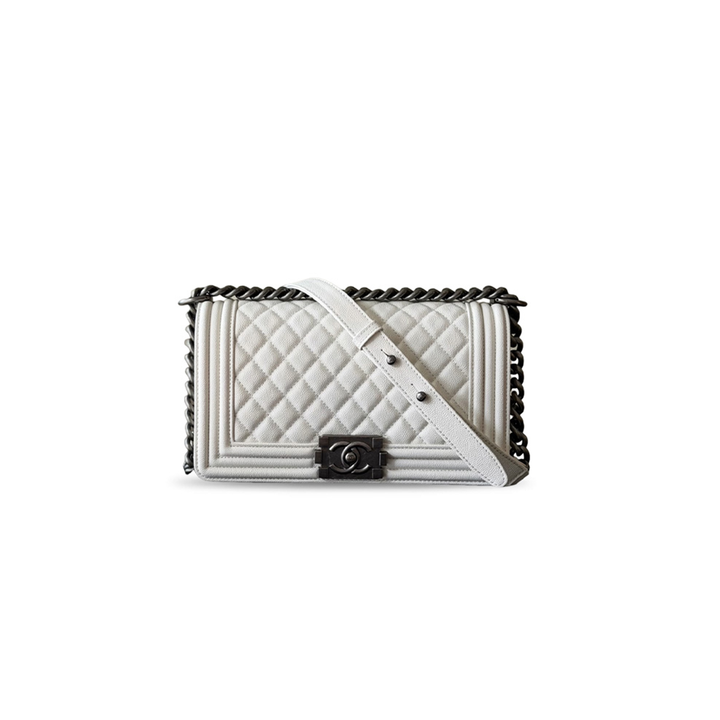 CHANEL MASTER MEDIUM BOY HANDBAG CAVIAR CALFSKIN FINISH METAL (25*15*9cm)